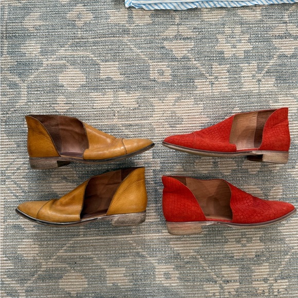 Free People Shoes - Free People Two-Tone Brown & Red Leather Slip-On Flats